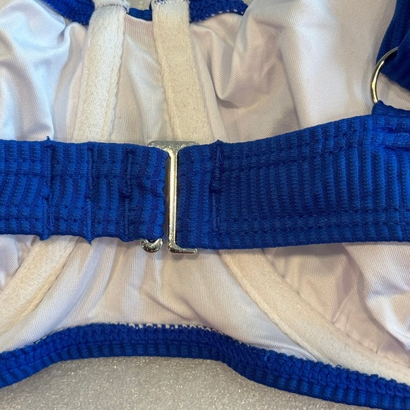 Aqua Eve Royal Blue Ribbed Underwire Bikini Top XXL Adjustable Straps New - Picture 5 of 7